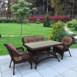 Комплект плетеной мебели T130Br/LV520BB Brown Beige Афина Комплектация: Стол: