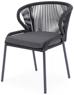 Плетеный стул из роупа Милан темно серый 4sis MIL CH 001 RAL7024 Mua D grey(D gray027)