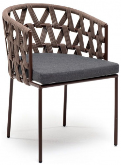 Плетеный стул из роупа Диего серо коричневый 4sis DIE CH st001 RAL8016 Mua brown(gray)