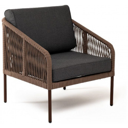 Плетеное кресло из роупа Канны серо коричневое 4sis KAN A 001 RAL8016 Mua brown(D gray)