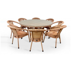 Комплект мебели DECO 8 с круглым столом  светло коричневый Aiko KD8 503511600