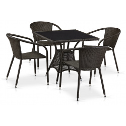 Комплект плетеной мебели T197BT/Y137C W53 Brown 4Pcs Афина Полный размер: Стол: