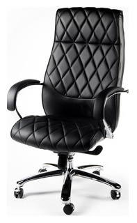 Кресло офисное NORDEN Бонд black сталь + хром/черная экокожа H 2029 35