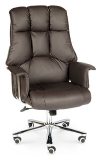 Кресло офисное NORDEN Президент сталь + хром/темно коричневая экокожа H 1133 322