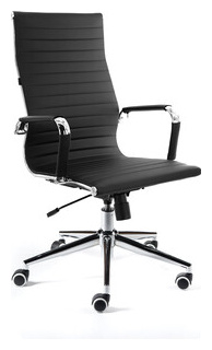 Кресло офисное NORDEN Техно хром/черная экокожа H 100