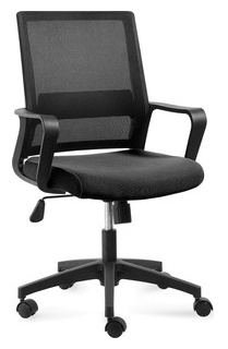 Кресло офисное NORDEN Бит черный пластик/черная сетка/черная ткань 815A Тип