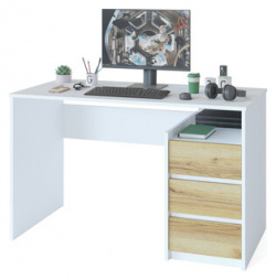 Стол письменный СОКОЛ СПм 21 белый/дуб делано Тип  Форма стола