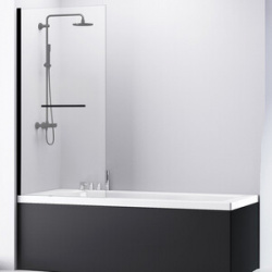 Шторка для ванны Abber Immer Offen 80х140 профиль черный  стекло прозрачное (AG70100B) AG70100B