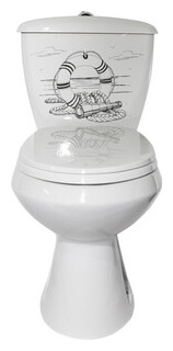 Унитаз компакт Оскольская керамика Элисса с сиденьем  белый декор Круг (4634444146749) 535954