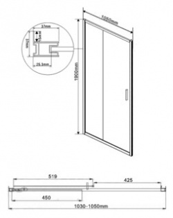 Душевая дверь Vincea Garda VDS 1G 105х190 прозрачная  хром (VDS 1G105CL) 1G105CL
