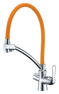 Смеситель для кухни Lemark Comfort с гибким изливом и подключением к фильтру  хром/оранжевый (LM3070C Orange) LM3070C Orange