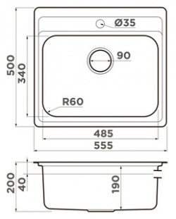 Кухонная мойка Omoikiri Ashi 56 IN с клапаном автомат  нержавеющая сталь (4993449 4956468) 4993449 + 4956468