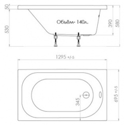 Акриловая ванна Triton Стандарт 130x70 (Н0000099326) Н0000099326