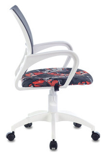Кресло офисное Brabix Fly MG 396W с подлокотниками  пластик белый сетка серое рисунком TW 04/Graffity (532404) 532404