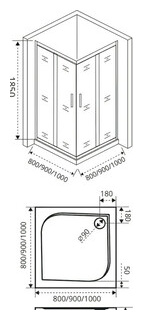 Душевой уголок Good Door Latte CR 80х80 с поддоном  прозрачный хром матовый ЛА00005 + ЛП00007