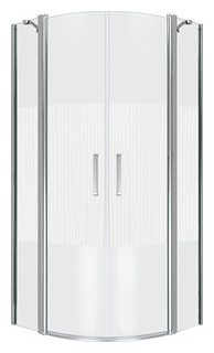 Душевой уголок Good Door Pandora R 100х100 с поддоном  прозрачный рисунком Тростник хром ПД00052 + ЛП00186