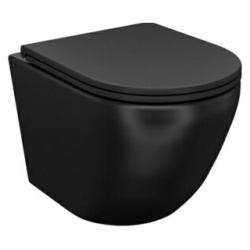 Унитаз подвесной безободковый IDDIS Blanco с сиденьем микролифт  черный матовый (BLAR3BMi25) BLAR3BMi25