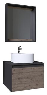Мебель для ванной Grossman Смарт 60х46 зеркало с полкой  веллингтон/графит