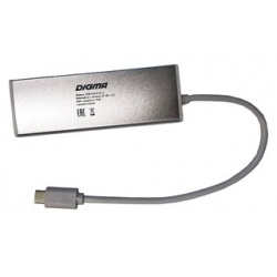 Разветвитель USB Digma HUB 4U3 0 UC S 4порт  серебристый (HUB S)