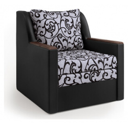 Кресло кровать Шарм Дизайн Соло экокожа черный и узоры 1207504