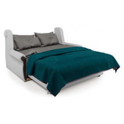 Диван кровать Шарм Дизайн Аккорд М 120 фиолетовая рогожка и экокожа белая 1205158