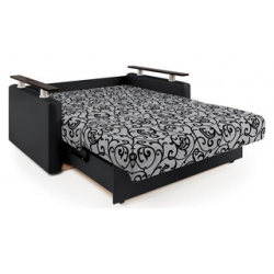 Диван кровать Шарм Дизайн 140 экокожа черная и узоры 1207490