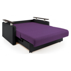 Диван кровать Шарм Дизайн 140 фиолетовая рогожка и черная экокожа 1207486