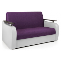 Диван кровать Шарм Дизайн Гранд Д 120 фиолетовая рогожка и экокожа белая 1252808