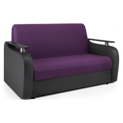 Диван кровать Шарм Дизайн Гранд Д 140 фиолетовая рогожка и черная экокожа 1252828