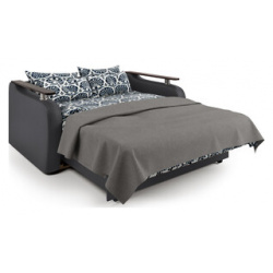 Диван кровать Шарм Дизайн Гранд Д 160 фиолетовая рогожка и черная экокожа 1252850