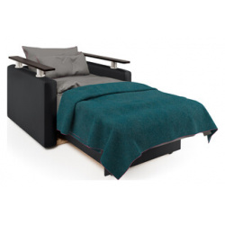 Кресло кровать Шарм Дизайн серая рогожка и черная экокожа 1260790