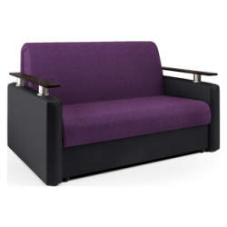 Диван кровать Шарм Дизайн 160 фиолетовая рогожка и черная экокожа 1364868