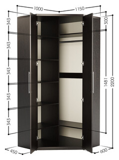 Шкаф угловой двухдверный Шарм Дизайн Мелодия МУ 22 115х100 венге