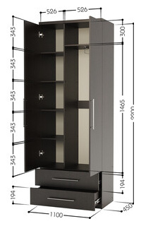 Шкаф комбинированный с ящиками Шарм Дизайн Мелодия МКЯ 22 110х45 венге