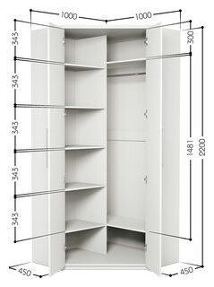 Шкаф угловой двухдверный Шарм Дизайн Мелодия МУ 22 100х100 белый