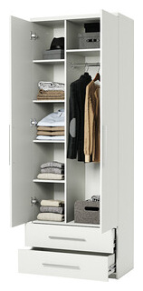 Шкаф комбинированный с ящиками Шарм Дизайн Комфорт МКЯ 22 100х60 зеркалом  белый