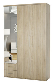 Шкаф трехдверный Шарм Дизайн Комфорт МКЯ 32/1 135х45 с зеркалом  дуб сонома