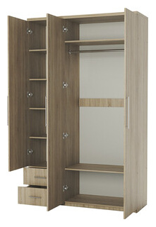 Шкаф трехдверный Шарм Дизайн Комфорт МКЯ 32/1 105х60 с зеркалом  дуб сонома