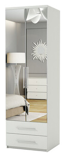 Шкаф комбинированный с ящиками Шарм Дизайн Комфорт МКЯ 22 90х60 зеркалом  белый