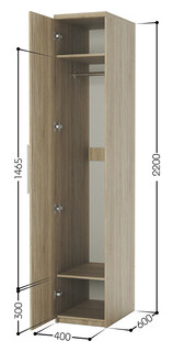 Шкаф для одежды Шарм Дизайн Комфорт МШ 11 40х60 с зеркалом  дуб сонома
