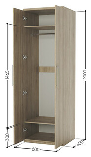 Шкаф для одежды Шарм Дизайн Комфорт МШ 21 60х60 с зеркалами  дуб сонома