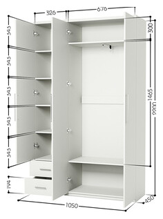 Шкаф трехдверный Шарм Дизайн Комфорт МКЯ 32/1 105х45 с зеркалами  белый