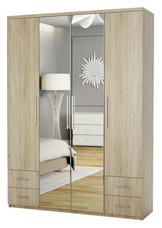 Шкаф четырехдверный Шарм Дизайн Комфорт МКЯ2 43 200х45 с зеркалами  дуб сонома