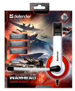 Гарнитура Defender Warhead G 120 красный + белый  кабель 2 м (64098) 64098