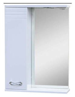 Зеркало шкаф Emmy Рио 60х70 левый  с подсветкой белый (rio60mir1 l) 210052