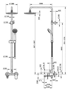 Душевая система Bravat Opal со смесителем  хром (F6125183CP A3 RUS) F6125183CP RUS