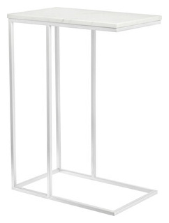 Придиванный столик Bradex Loft 50x30 белый мрамор с белыми ножками (RF 0359) RF 0359
