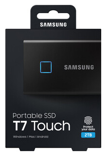 SSD накопитель Samsung 2TB T7 Touch MU PC2T0K  3D NAND TLC USB 3 2 Type C [R/W 1050/1000 MB/s] Black PC2T0K/WW