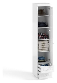 Шкаф для белья ОЛМЕКО Монако МН 32 с зеркальной дверью и ящиками  белое дерево OLMP002474