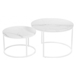 Набор кофейных столиков Bradex Tango белый мрамор с белыми ножками (RF 0351) RF 0351
